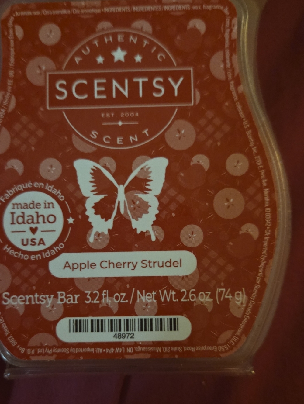 Scentsy Wax Bar - Apple Cherry Strudel